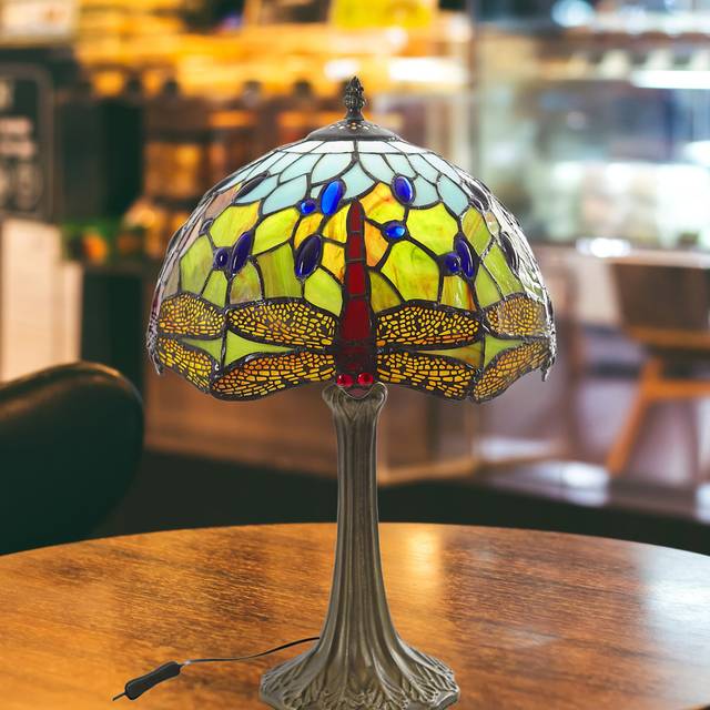 Tiffany Dragonfly Table Lamp - Brown (56cm H x 30cm diameter)