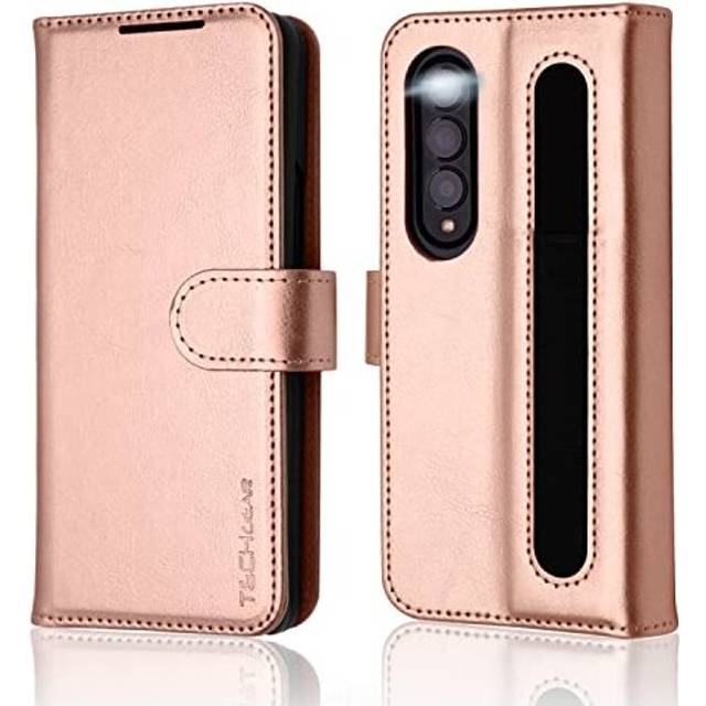 Samsung Galaxy Z Fold 4 PU Leather Wallet Case, Flip ProtectiveCover with S-Pen Holder, Card Wallet, Stand and Wrist Strap, Magnetic Closure