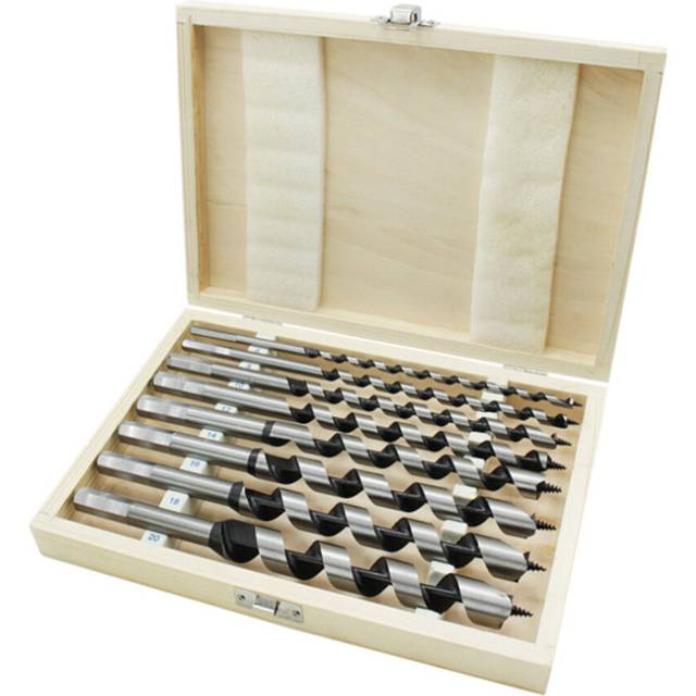 8Pcs 230mm Hexagonal Carbon Steel Auger Bit Set Wooden Case Machined  Woodworking Turret Drill Punching Door Lock Reaming Drill Kit