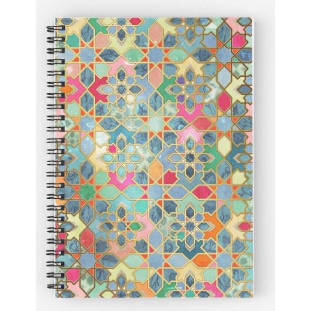 Spiral Notebook Gilt Glory - Colorful Moroccan Mosaic A5 120 Pages