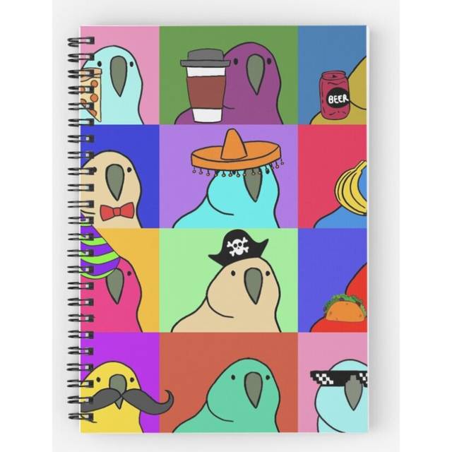 Spiral Notebook Party Parrot Pride Parade A5 120 Pages