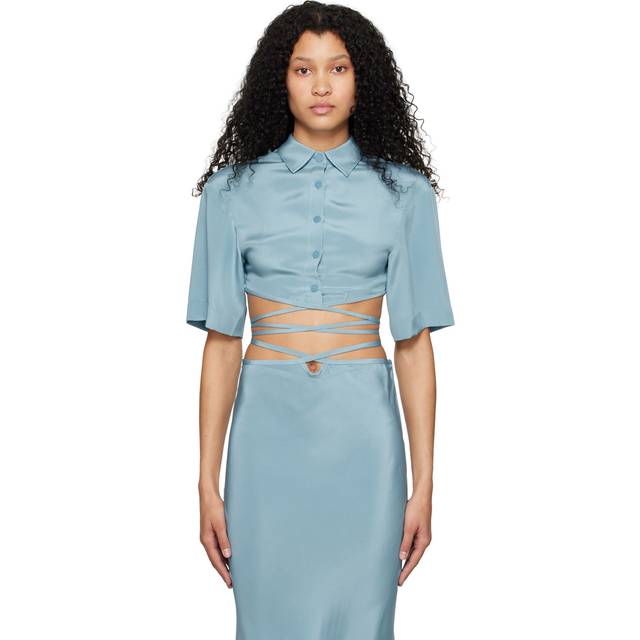 Christopher Esber Blue Crop Tie Shirt - MARE - AU 12
