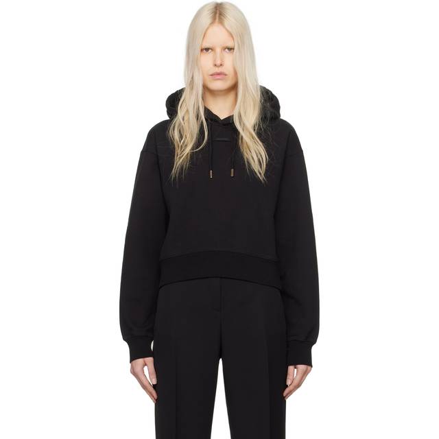 Jacquemus, Sweatshirts & Hoodies, Dam, S, Bomull, Hoodie med logotyp - black (S)