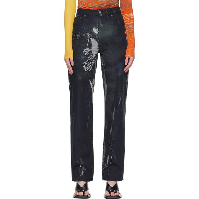 Louisa Ballou Black Printed Jeans - 0990 Painted Flower - WAIST US 26