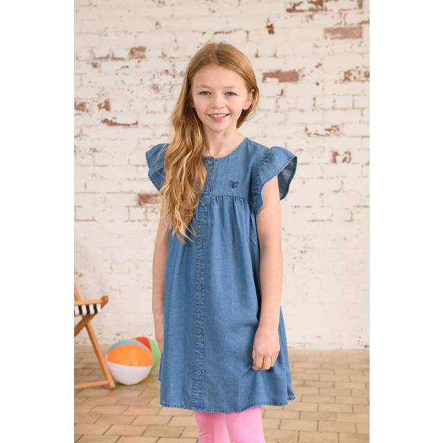 Lexie Versatile Dress Soft Denim with Front Pockets - Blue - 3-4 Years