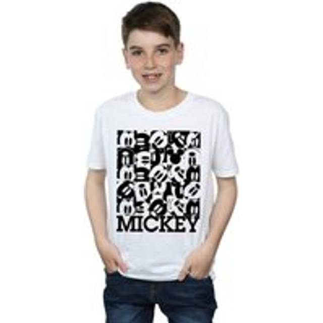 (12-13 Years, White) Disney Boys Mickey Mouse Grid T-Shirt