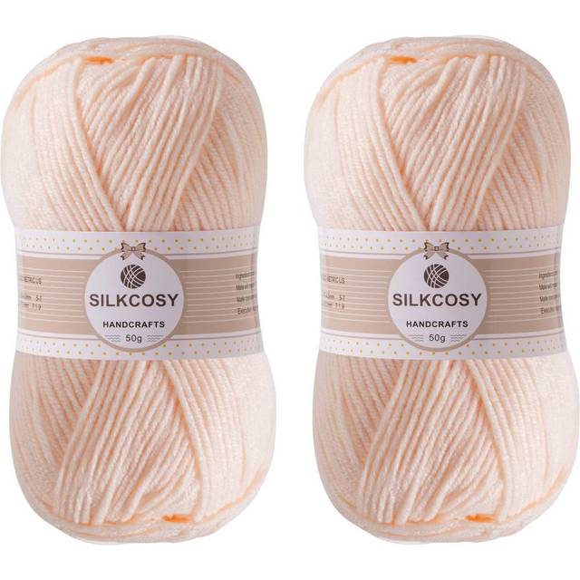 2 Pcs Crochet Yarn  Feels Soft 280 Yards Assorted Colors 4ply Acrylic Yarn Yarn for Crochet & Hand Knitting-Skin Color