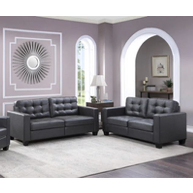 Empress Faux Leather 3+2 Sofa Set in Grey
