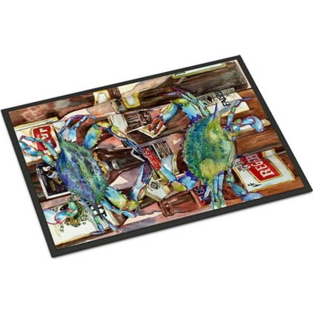 """""Caroline's Treasures Blue Crabby New Orleans Beer Bottles Indoor or Outdoor Mat  18"""""""" x 27""""""""  Multicolor"""""