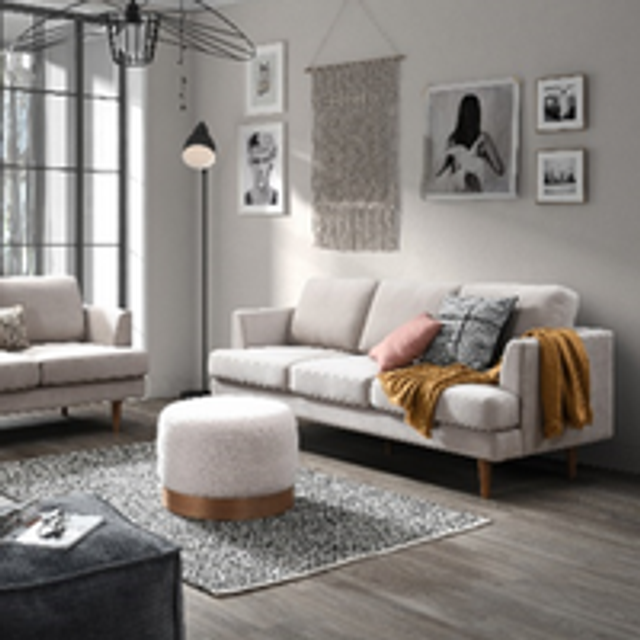 Fleur 2-Seater Solid Wood Frame Sofa Upholstered In Eco Recycled Fabric - Cream - One Size