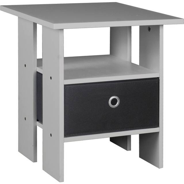(Grey, Black) 2 Tier Wooden Table Bedside Nightstand 1 Drawer