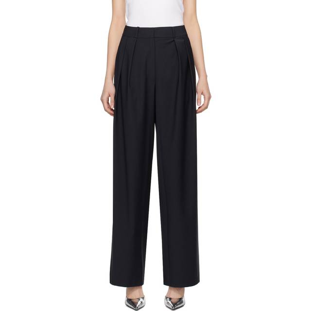 The Frankie Shop Navy Ripley Pleated Trousers - Navy - S