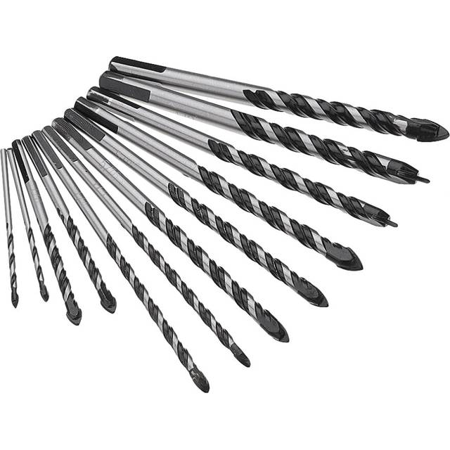 Drillpro 10pcs 1/8 1/4 5/16 3/8 1/2 Masonry Drill Bits Twist Drill Set for Tile Brick Cement Concrete