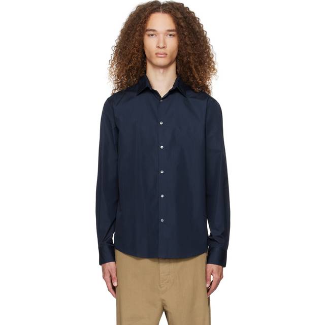 Sunspel Navy Buttoned Shirt - navy7 - XS