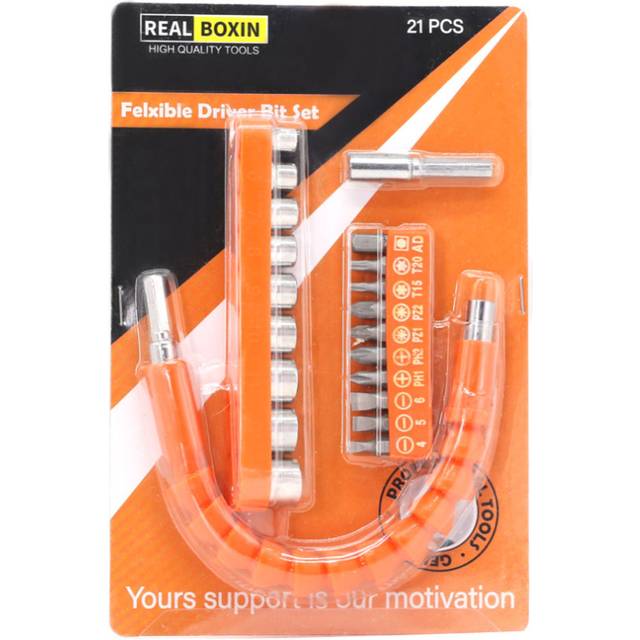 Drillpro 21pcs 259mm Flexible Shaft Bit Screwdriver Bit Extension Wand Hose Connection Soft Shaft