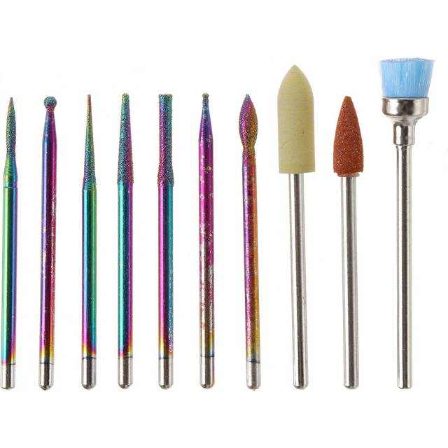 10pcs Nail Art Color Tungsten Carbide Grinding Drill Bits Electric Nails Machine Bit Grinding Head Set