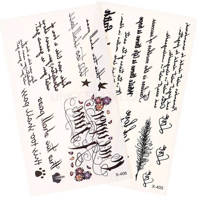 (N1) Women Men Fake Tattoo English Text Waterproof Temporary Tattoo Sticker