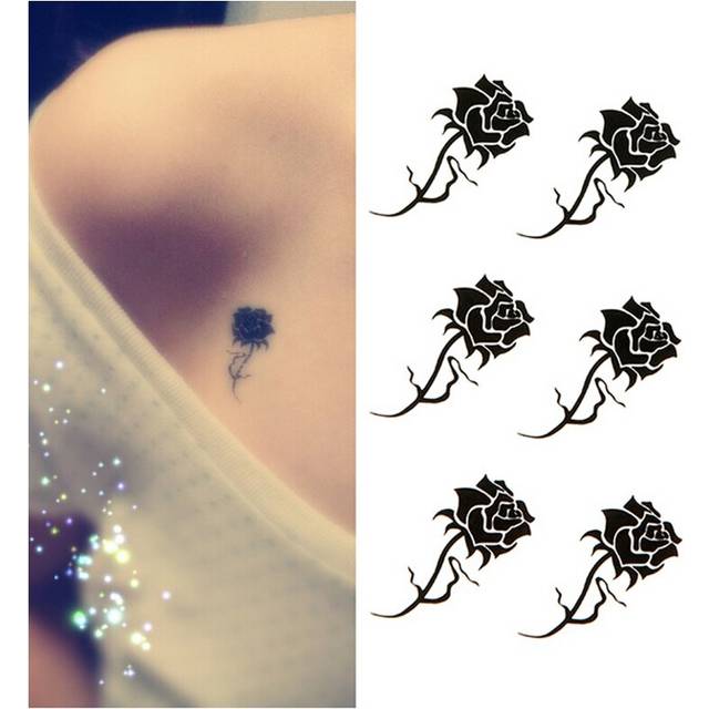 2Pcs Creative Black Rose 3D Waterproof Temporary Tattoo Stickers