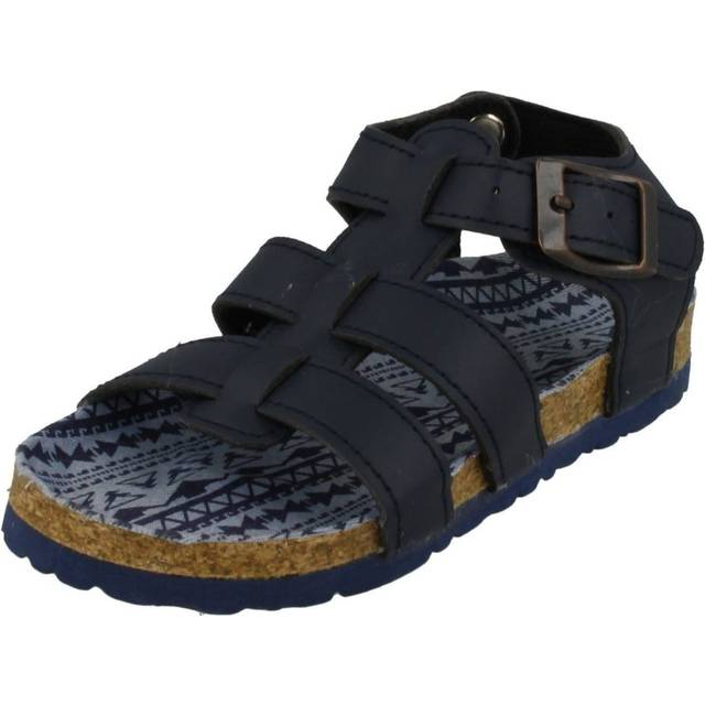 (UK 13 Child, Navy (Blue)) Boys Spot On Flat Strappy Sandals