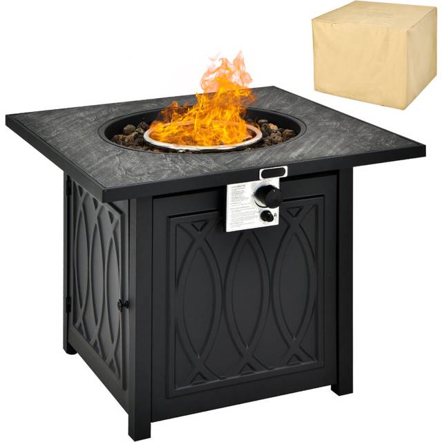 50,000 BTU Square Propane Firepit Gas Outdoor Fire Pit Table Black