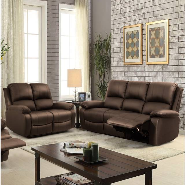 (Brown, 3+2 Set) Reclining Luxury Leather Sofa Set In Choice of colours- 3 Piece, 2 Piece, Armchair