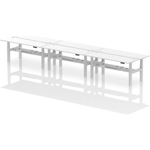 Air B2B 1800x600mm Height Adjustable 6P Bench Desk CP White/Silver