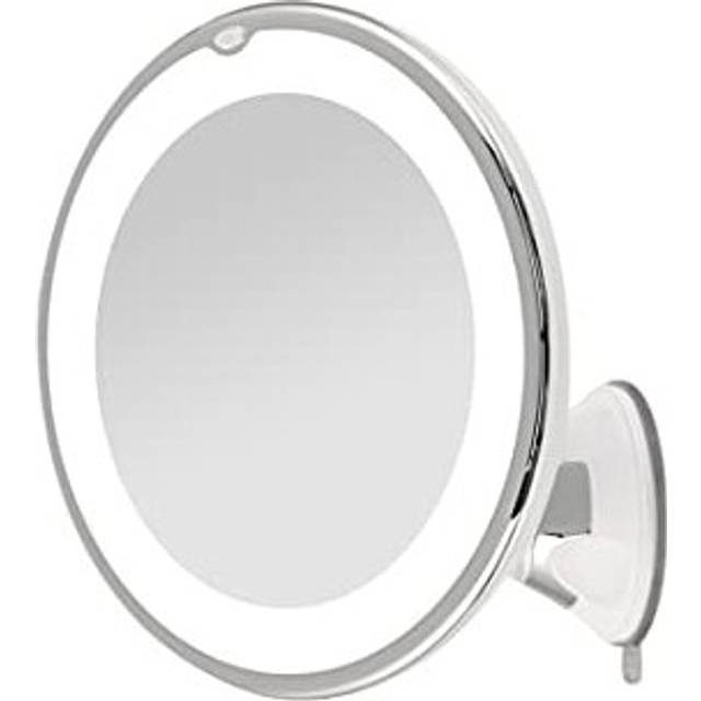 5X Magnifying Shaving Mirror with Light, LED Travel Makeup Mirror with Locking Suction Mount | 360 Swivel | Cool Light | Battery, Portable