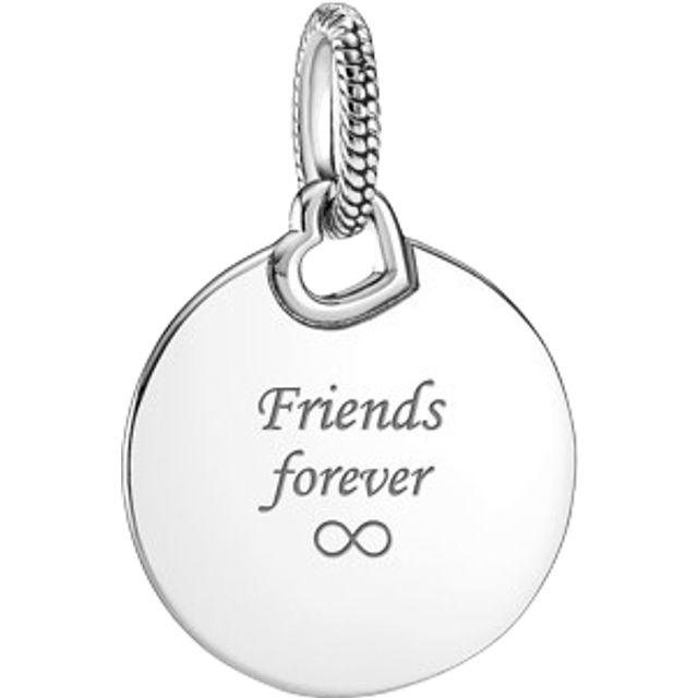 Pandora Engravable Round Tag Pendant - Sterling silver - No color - one size