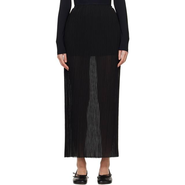 MM6 Maison Margiela Black Sheer Maxi Skirt - 900 Black - L