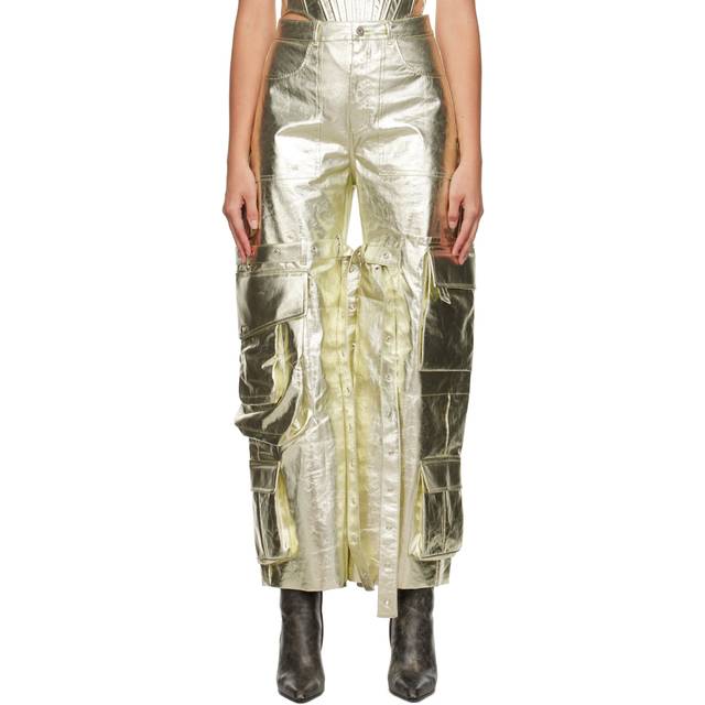 Marques Almeida Gold Multipocket Jeans - Light Gold - UK 12