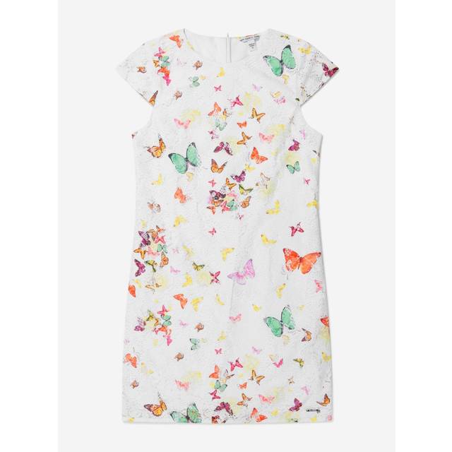 Guess Girls Lace Butterfly Collage Dress - Ivory - Size 16Y