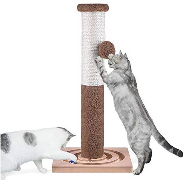 Aibuddy Cat Scratching Post, 60CM Tall Sisal Cat Scratcher Climber & Tree Pole(Interactive Toys, Dangling Ball,East to Assemble, 30 x 30 x 60 cm)