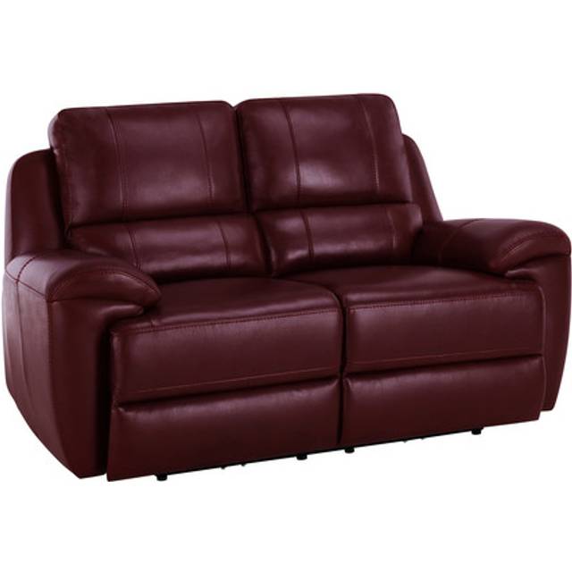 Burgundy Leather Sofas - 2 Seater Sofa - Austin Range - Oak Furnitureland
