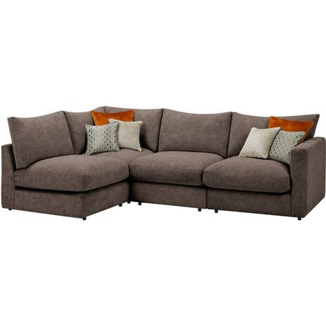 Brown Fabric Sofas - Modular 4 Seat Right Hand Corner Sofa - Malvern Range - Oak Furnitureland