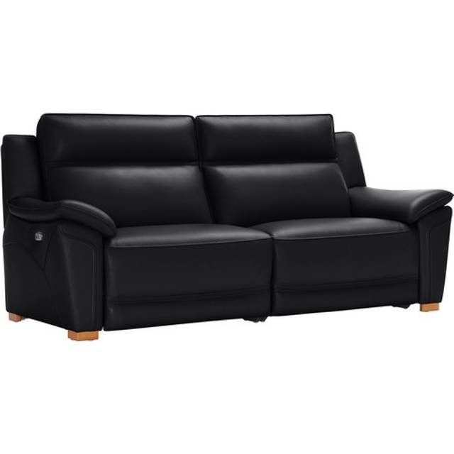 Midnight Leather Sofas - 3 Seater Electric Recliner Sofa - Dune Range - Oak Furnitureland