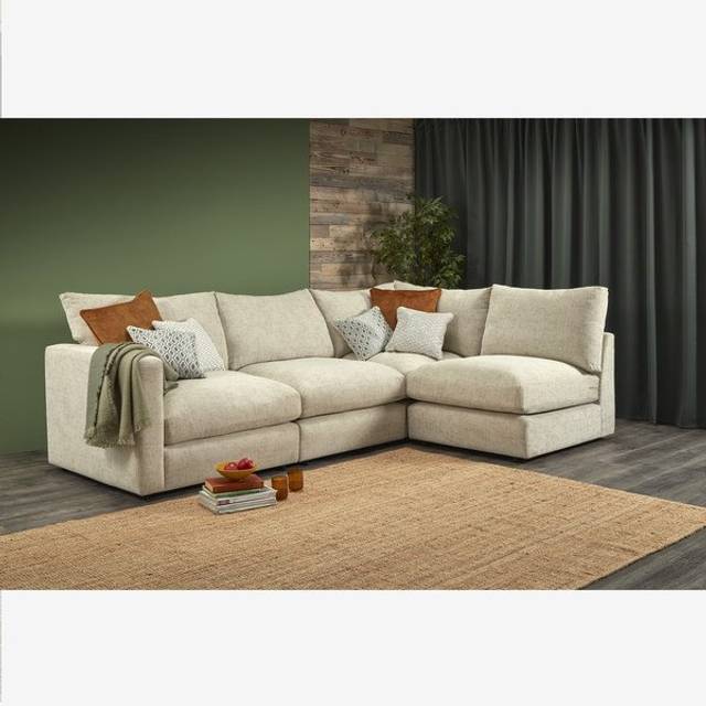 Beige Fabric Sofas - Modular 4 Seat Left Hand Corner Sofa - Malvern Range - Oak Furnitureland