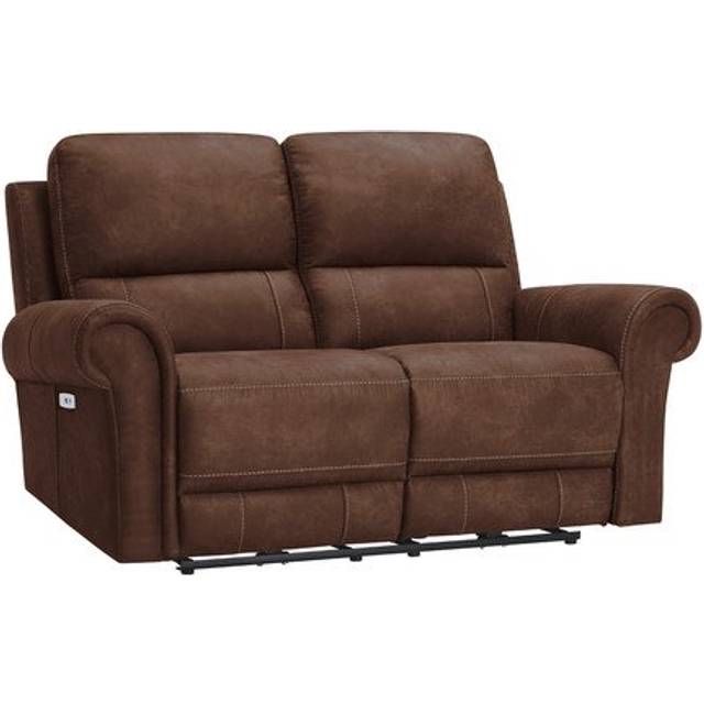 Ranch Dark Brown Fabric Sofas - 2 Seater Electric Recliner Sofa - Colorado Range - Oak Furnitureland