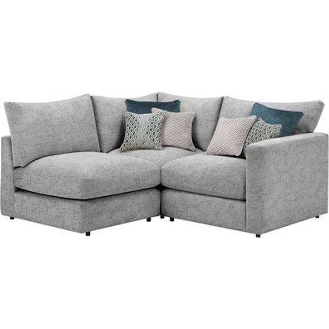 Silver Fabric Sofas - Modular 3 Seat Right Hand Corner Sofa - Malvern Range - Oak Furnitureland