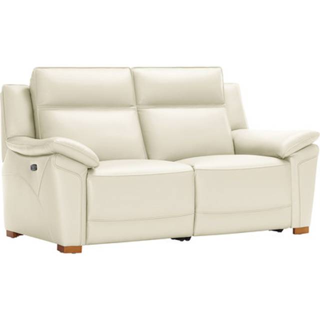 Snow White Leather Sofas - 2 Seater Electric Recliner Sofa with Power Headrest - Dune Range - Oak Furnitureland