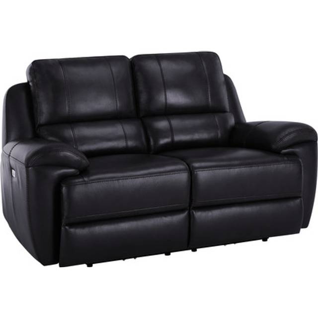 Black Leather Sofas - 2 Seater Electric Recliner Sofa with Power Headrest - Austin Range - Oak Furnitureland