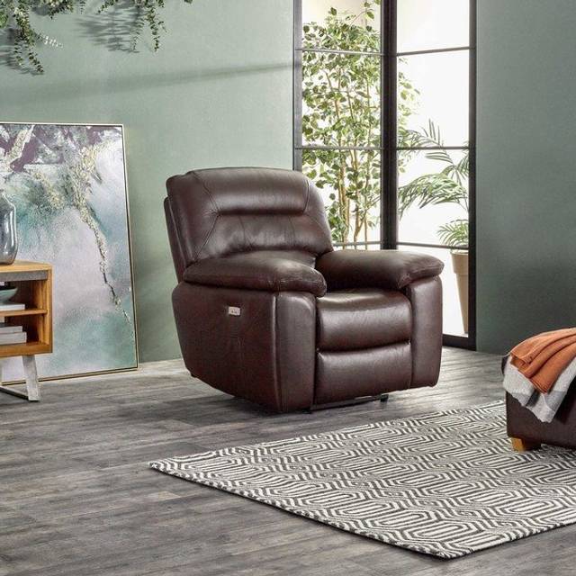 Two Tone Brown Leather Sofas - Electric Recliner Armchair - Hastings Range - Oak Furnitureland