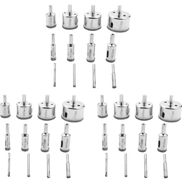 36Pcs Diamond Drill Bits Glass Tile Hole Saw Bits Set, Hollow Core Drill Bits, Extractor Remover Hole Saws for Glass