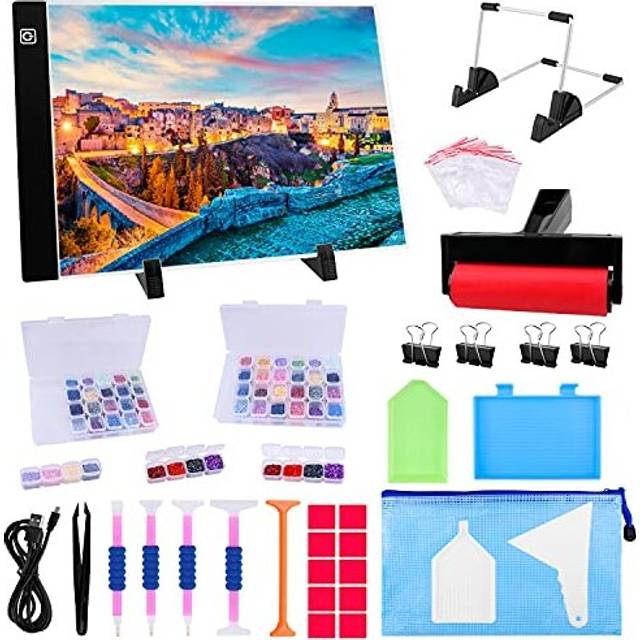 LED Light Pad for Diamond Painting Kit, A4 Diamond Art Light Board, Tracing Light Table Box with Diamond Painting Accessories Tools Set for Full