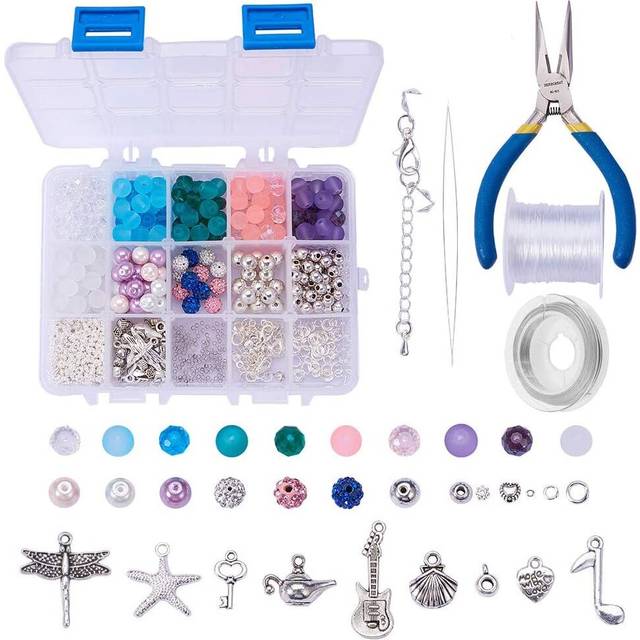 SUNNYCLUE 1 Box 650+ pcs Jewelry Making Kits Beaded Charm Bracelet Necklace DIY Craft Beading Starter Kits Finding Tools for Teen Girls Adults Women