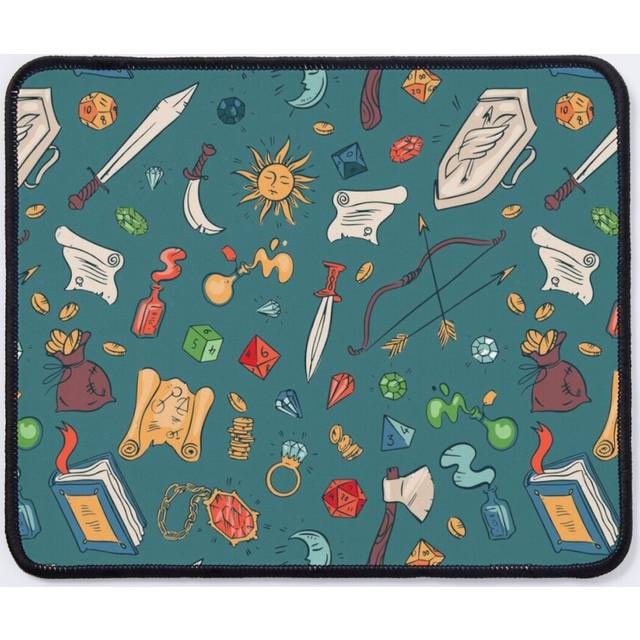 Mouse Pad Tabletop RPG - DnD Dice And Elements All Over Pattern 11.8 x 9.8 inch Computer Mat Gaming Office Mousepad