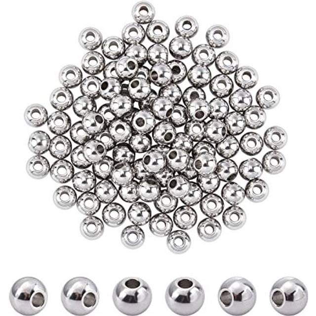NBEADS 100 Pcs 6mm Metal Spacer Beads  Solid 304 Stainless Steel Rondelle Beads Metal Loose Beads for DIY Bracelet Jewelry Making