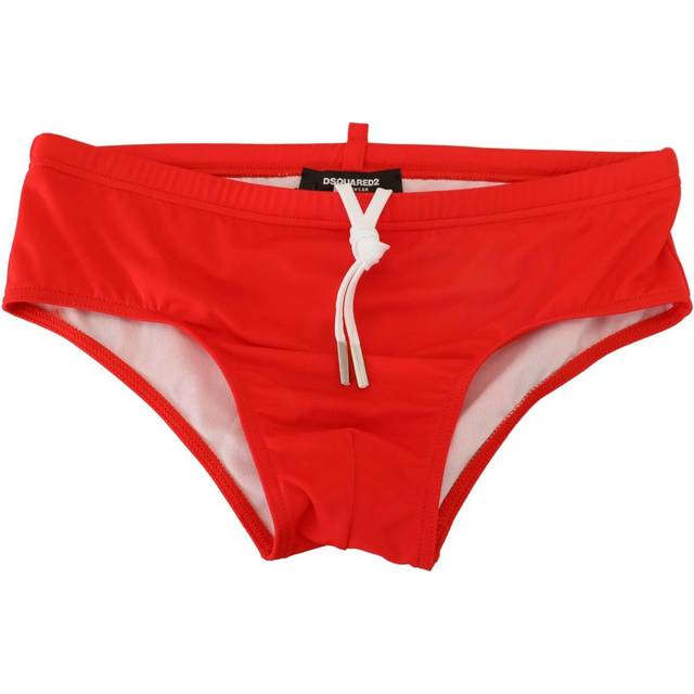 Dsquared2, Badkläder, Herr, M, Röd Brief Badbyxor med Icon Print