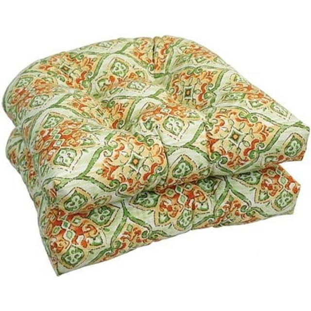 Blazing Needles Outdoor Rounded Back Chair Cushion, 19 x 19, Splendor Palm 2 Count
