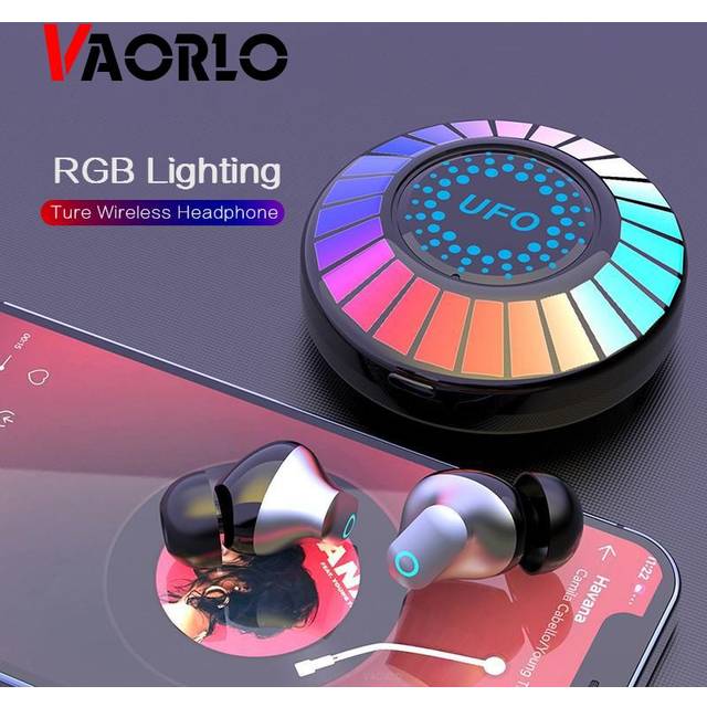 (black) Use Vaorlo Hd Noise Cancel Bluetooth 5.3 Wireless Earbuds With Rgb Light Enjoy Your Music Time High Sounds Quality Headphone