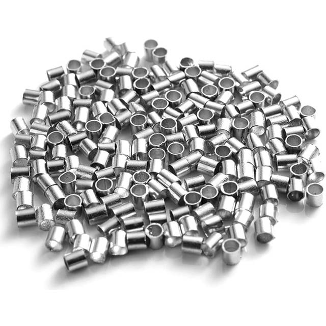 100pcs 2mm Rhodium Silver Jewellery Crimps Tube Beads Findings Earrings Making